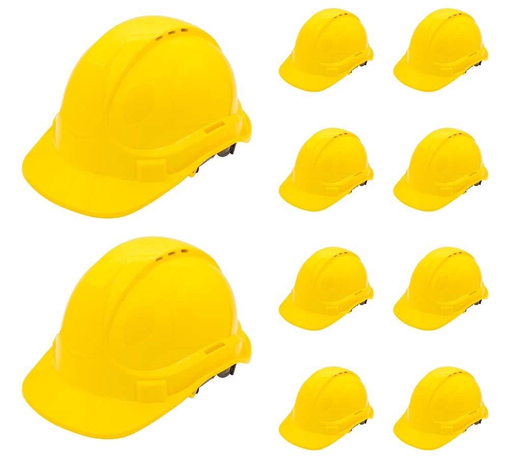 (10 Pack) Safety Helmet - Yellow (Type 1 ABS Material)