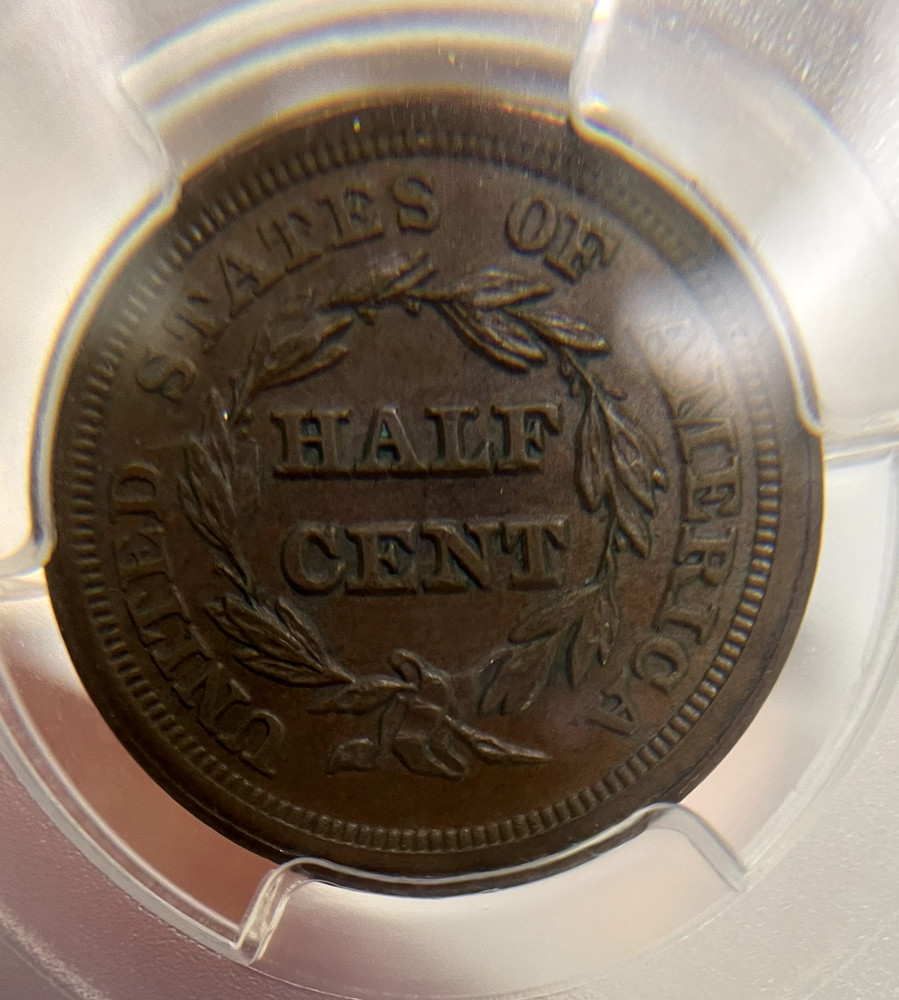 1853 1/2C Braided Hair Half Cent PCGS MS62BN