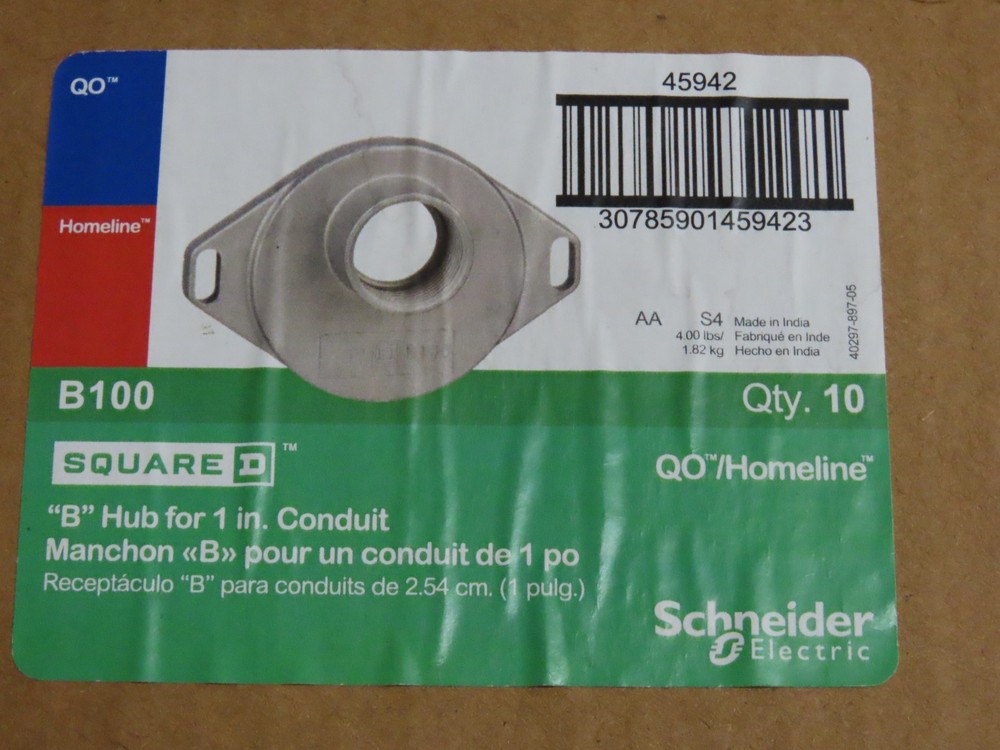 SQUARE D B100 HUB FOR 1" CONDUIT QTY 10