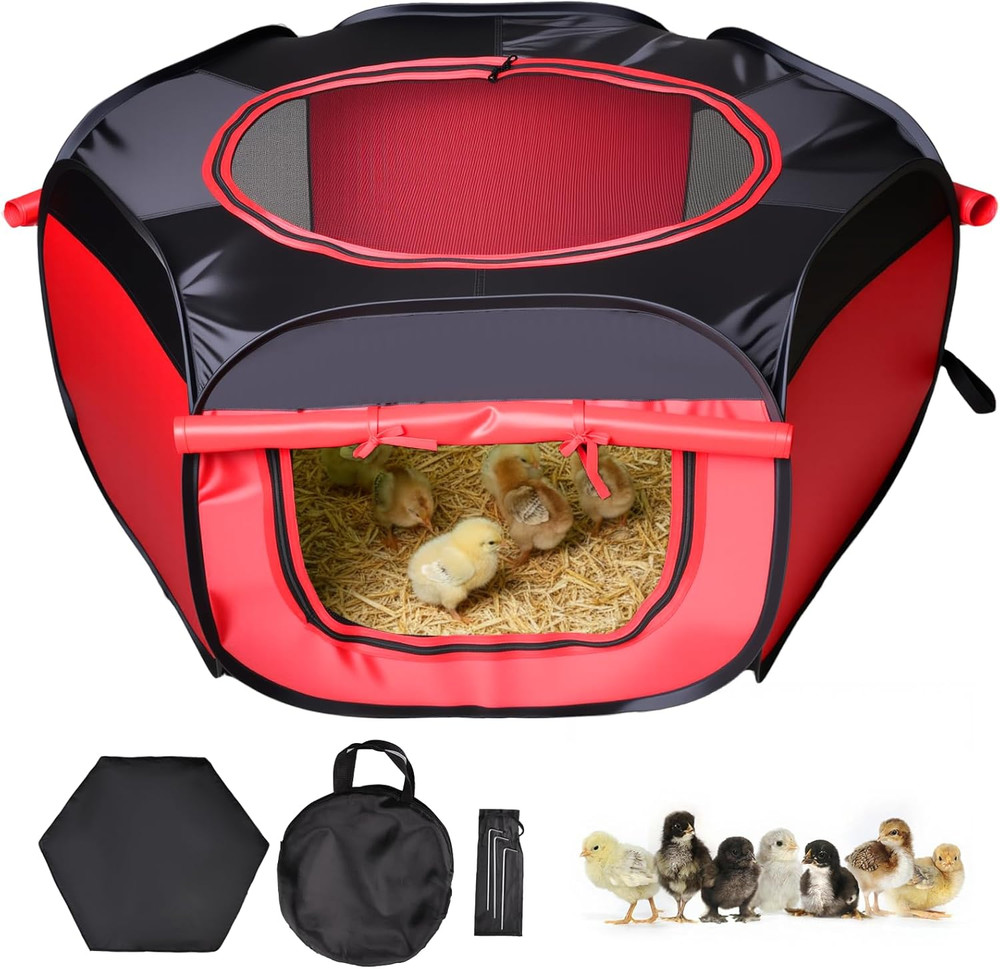 Chicken Brooder Box for Chick Starter Kit Upgrade Three-Sided Mesh Window Broode