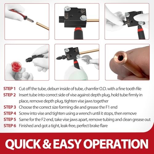 Low Profile Brake Flaring Tool Kit - Single/Double Flaring Tool for 3/16”,