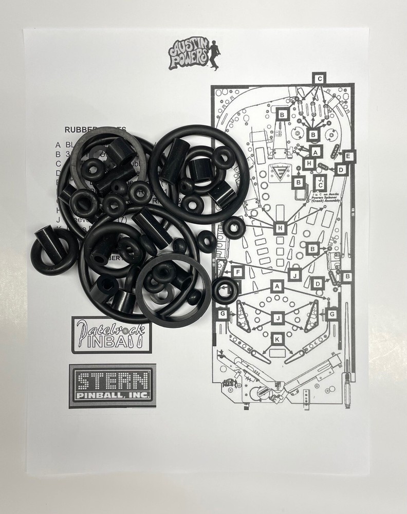 2001 Stern Austin Powers Pinball Machine Rubber Ring Kit