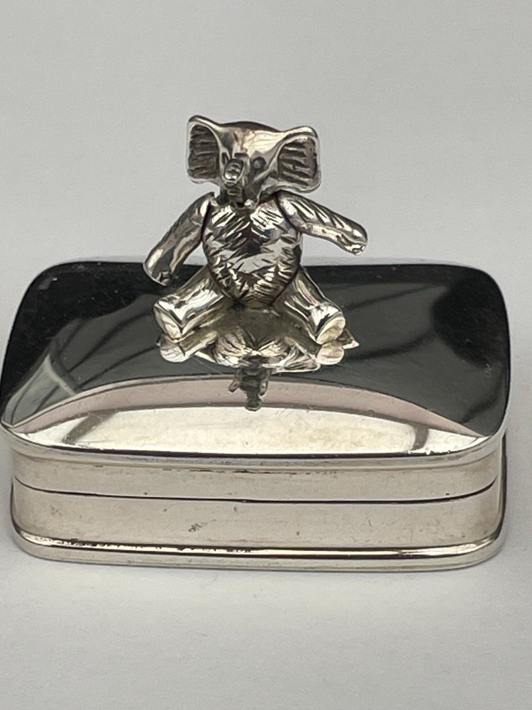 sterling silver elephant box pill keepsake hallmarked movable 20 grams