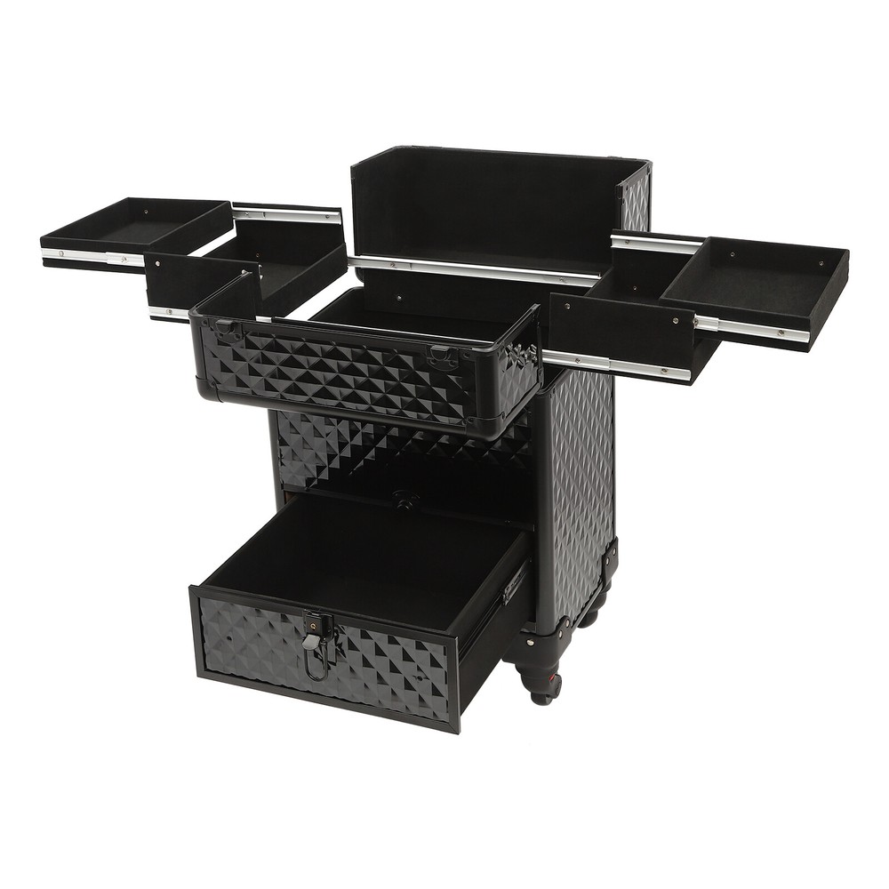 Makeup Trolley Rolling Makeup Train Case Durable Large Capacity Organizer W/lock