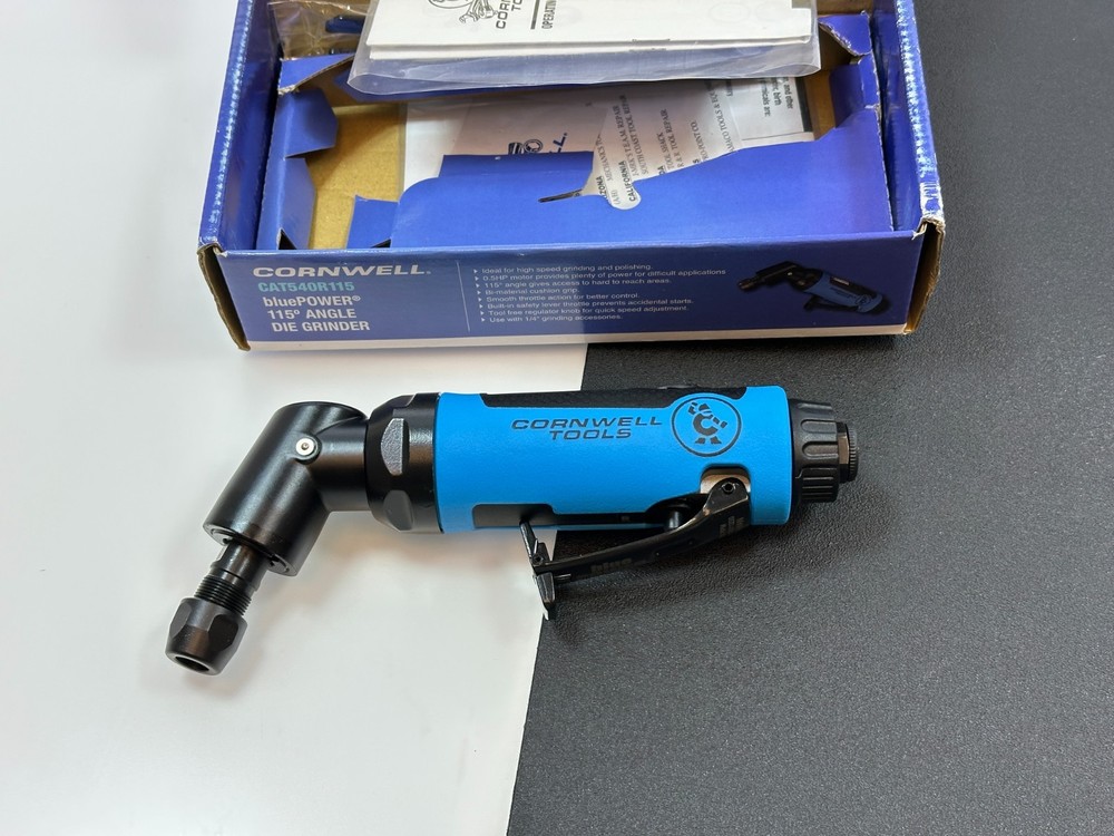 🆕 Cornwell Tools CAT540R115 Air Pneumatic 115° Angle Die Grinder, Box Complete