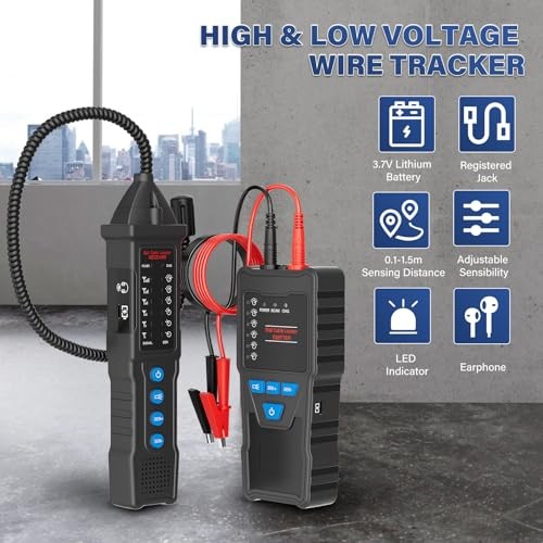 Underground Wire Locator, Cable Tracker 2M Depth 1000ft Range, 110-220V AC/DC,