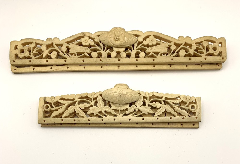 carved purse frames - 2 sets - cream colored - with clasps