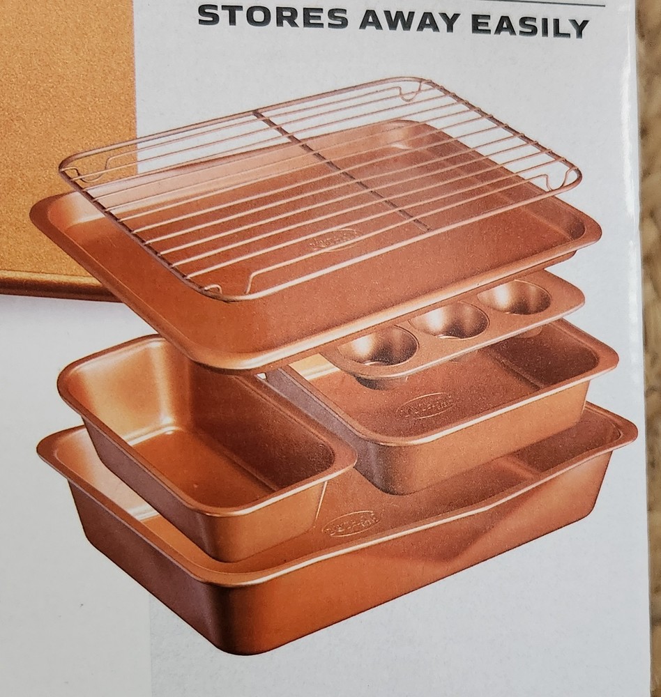 Gotham 6 Pc Srackmaster Ceramic Copper Titanium Bakeware Set Non Stick NEW