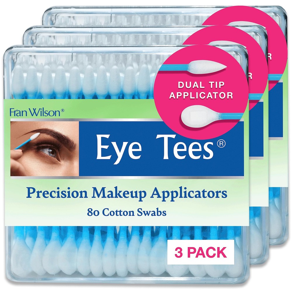 EYE TEES COTTON TIPS 80 Count (3 PACK) - Precision Makeup Applicator, Double-...