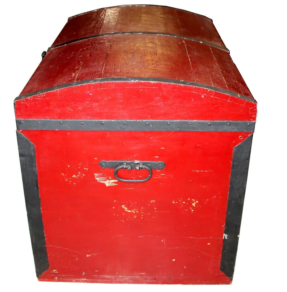 Vintage Handmade Cedar Red Storage Steamer Trunk Chest