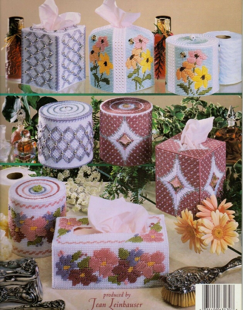 USED BEAUTIFUL BATHROOM BOXES 13 DESIGNS HOME DECOR PLASTIC CANVAS PATTERN BOOK