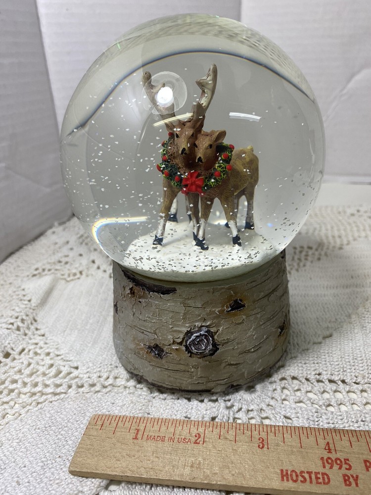 Martha Stewart 7” Stag&doe Snowglobe Musical Pristine E75