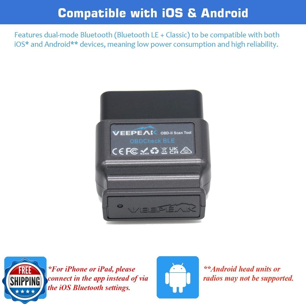Veepeak OBDCheck BLE Bluetooth OBD II Scanner for iOS and Android
