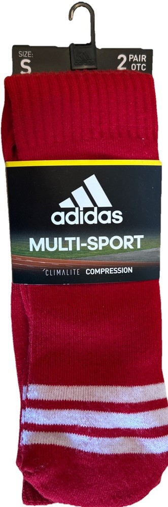 Adidas Small Climalite Compression Multi Sport Over Calf Socks 2 Pair Small Red