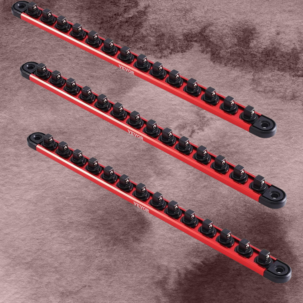 Socket Organizer Rail Set 3PCS Aluminum Socket Organizers with 40 Clips