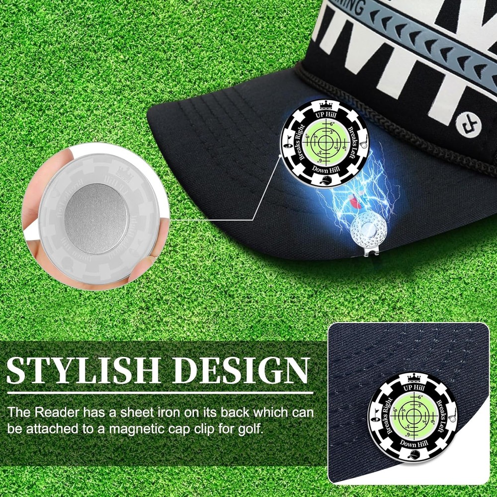 Golf Green Reader, 2 Pack Ball Marker Hat Clip Universal, Black