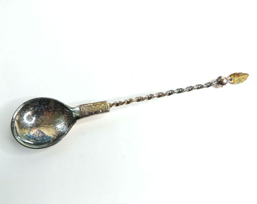 Norway 830S Silver Twist Handled Deep Bowl Spoon Original Case