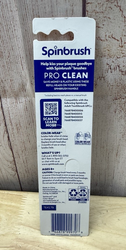 Spinbrush Replacement Pro Clean Dual Action Heads 2 Pack (Soft) Sealed