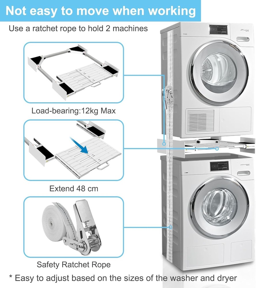 Washer Dryer Stacking Kit, Universal Washer Dryer Stacking Kit with Pull-Out Sli