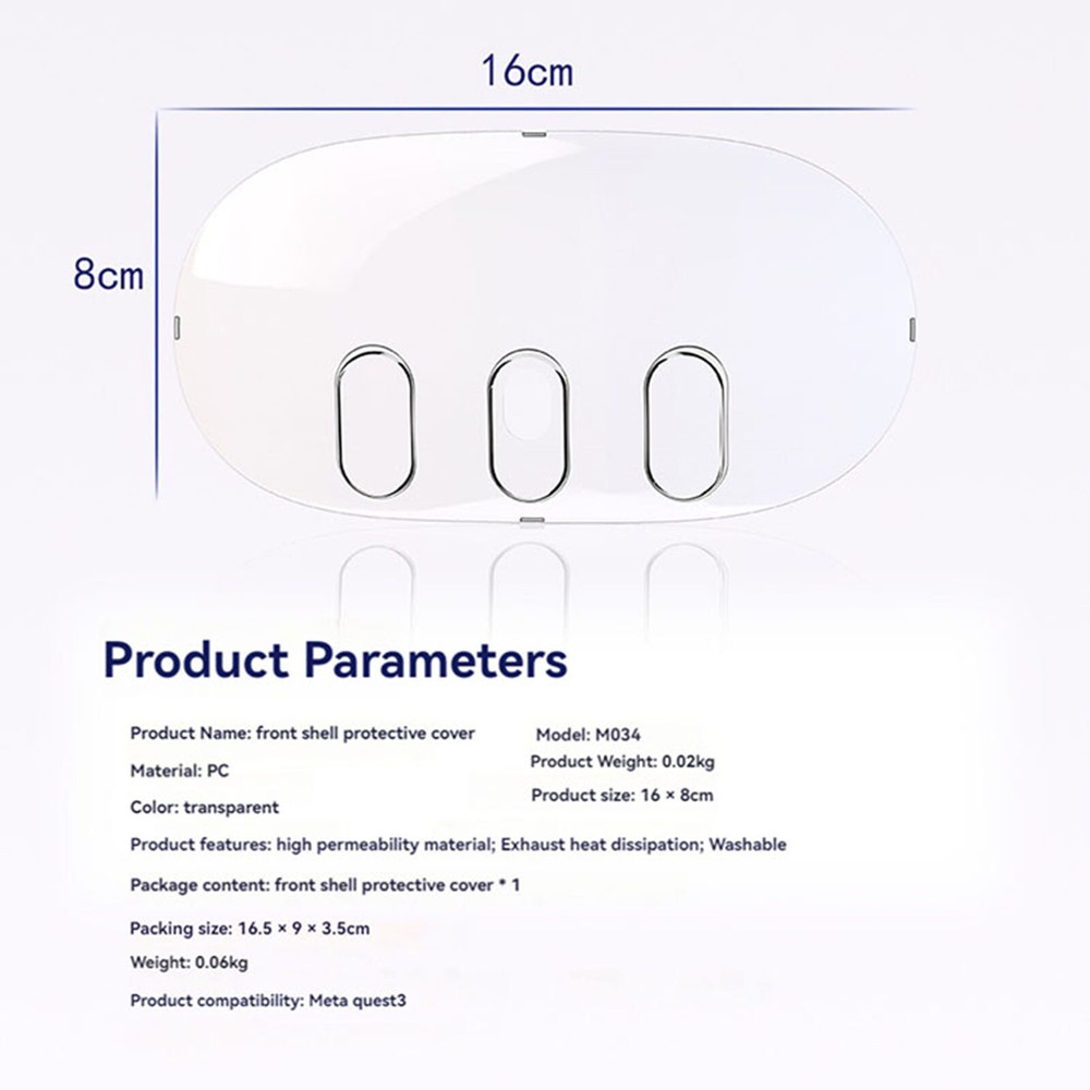 Transparent PC Front Shell Lens Protective Cover VR Accessories for Quest3
