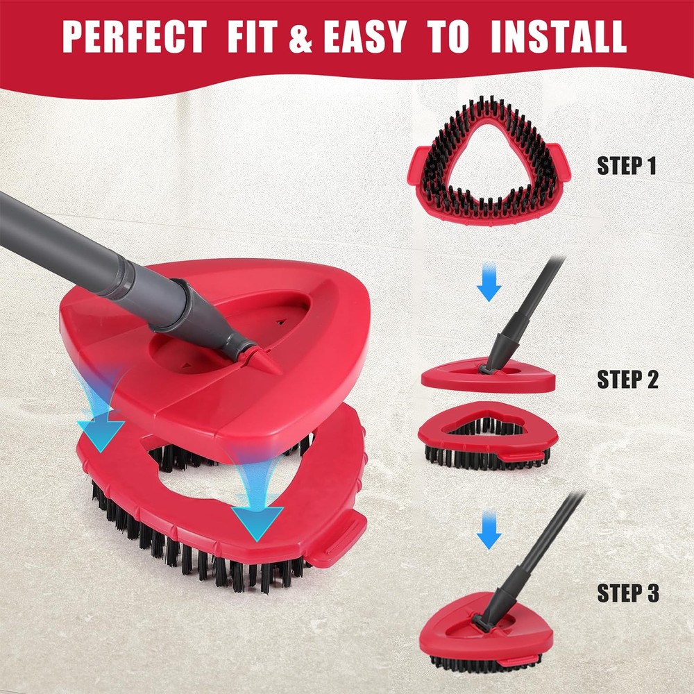 Hard Bristle Spin Mop Heads, Compatible, 2 Pack, Red