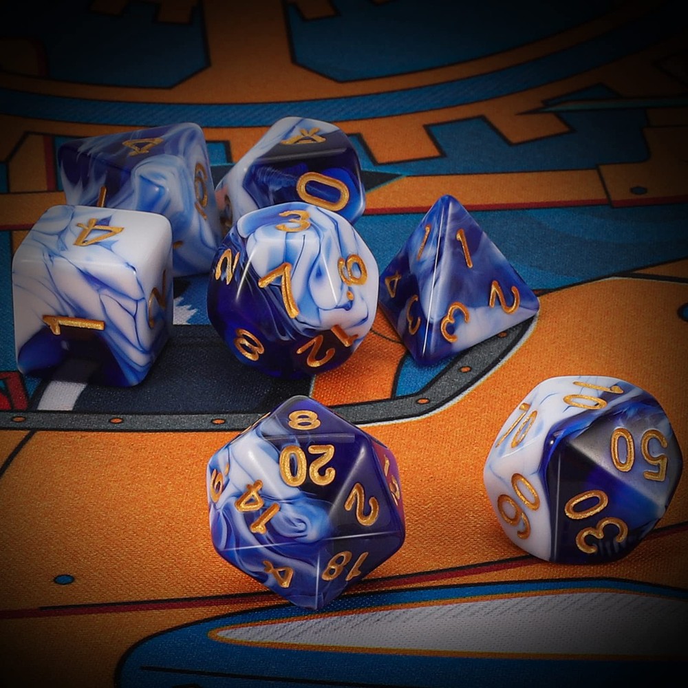 DND Dice Set - 7 Pcs Polyhedral Dice with D&D Dice Bag for Dungeon and Dragons