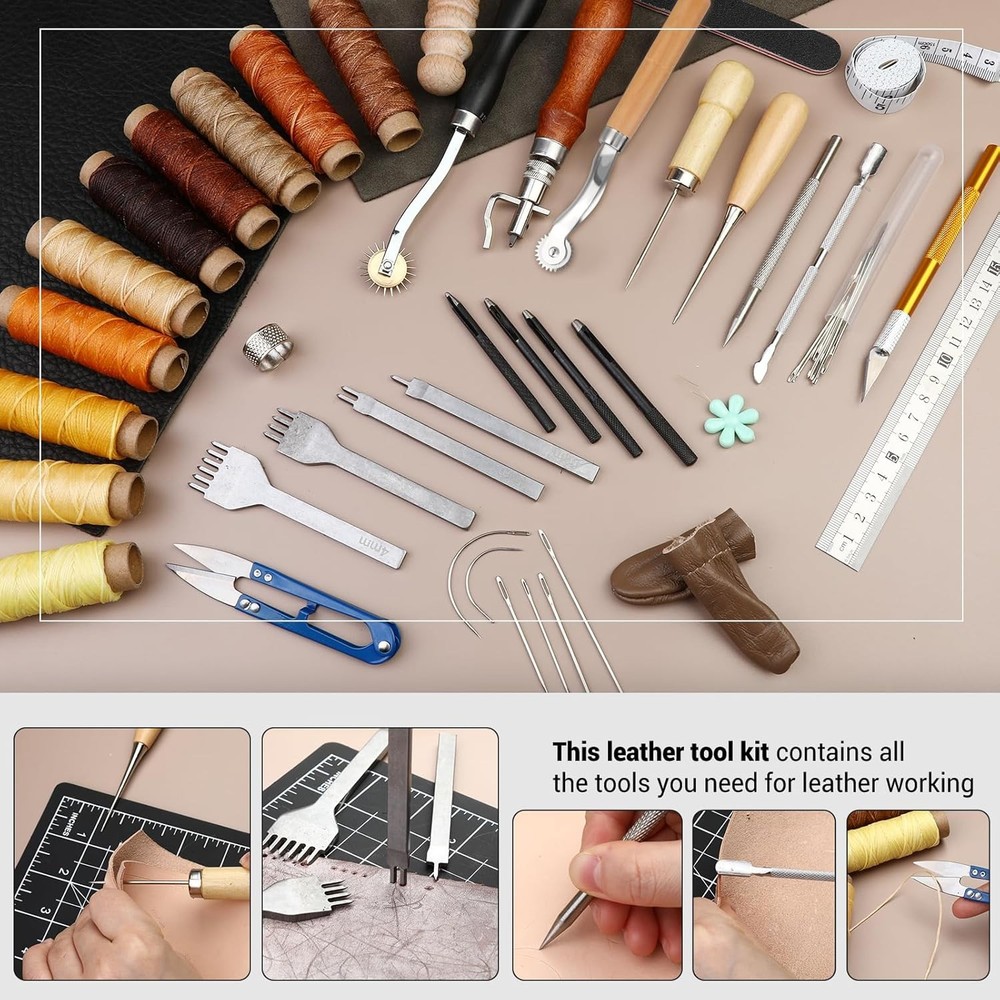 SOCNITC Leather Working Tools, Professional Sewing Set, Craft Kit,...