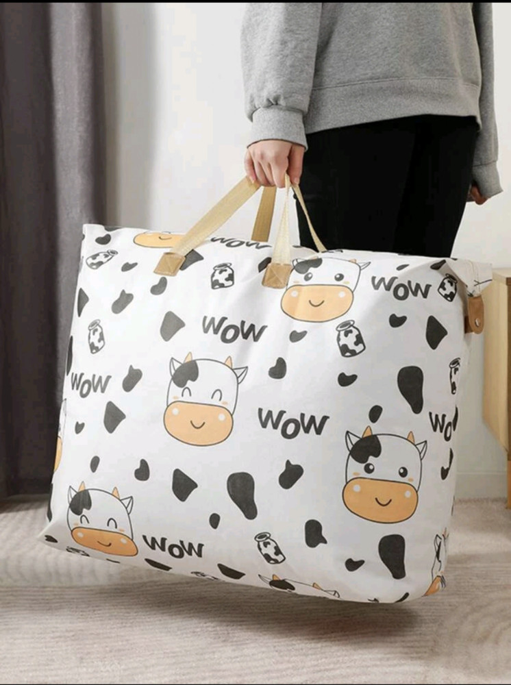 NEW CARTOON COW PATTERN FOLDABLE STORAGE BAG XL NIP