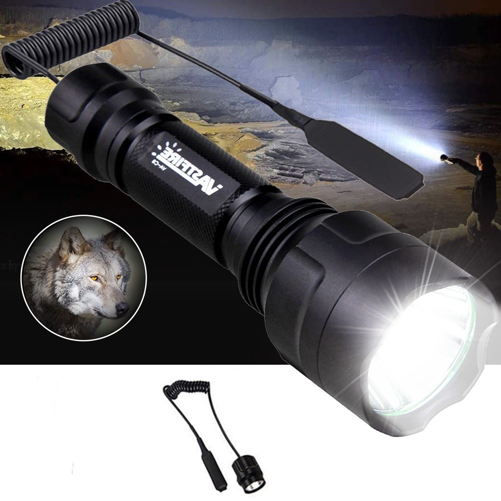 LED Flashlight Torch Rechargeable Night Light Hunting Scope Mount