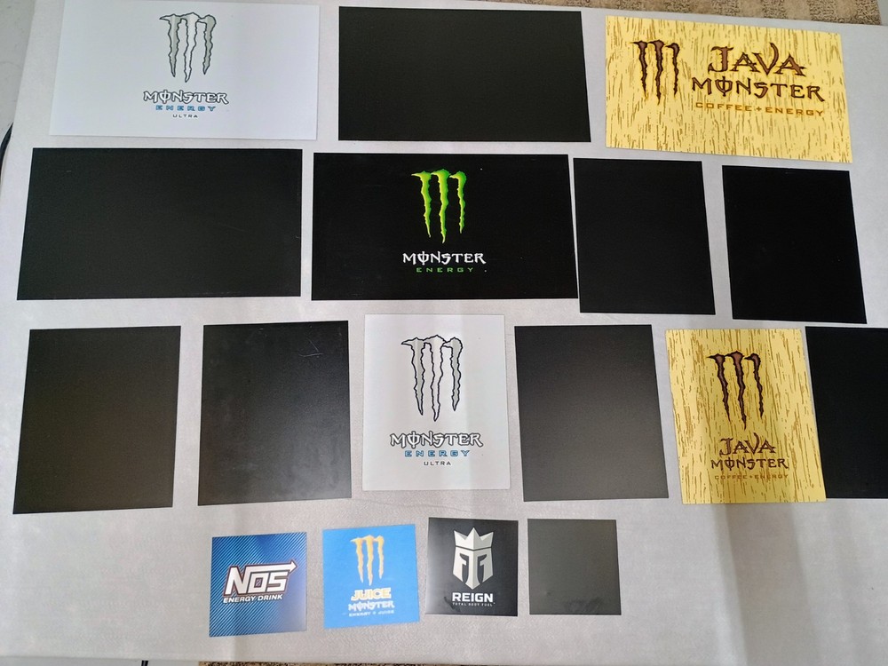 Monster Energy drinks display shelf on wheels that lock and with inserts