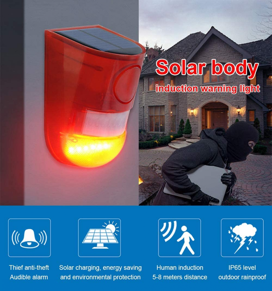 ChunHee Solar Strobe Light with Motion Sensor Security Alarm Flashing 3Light