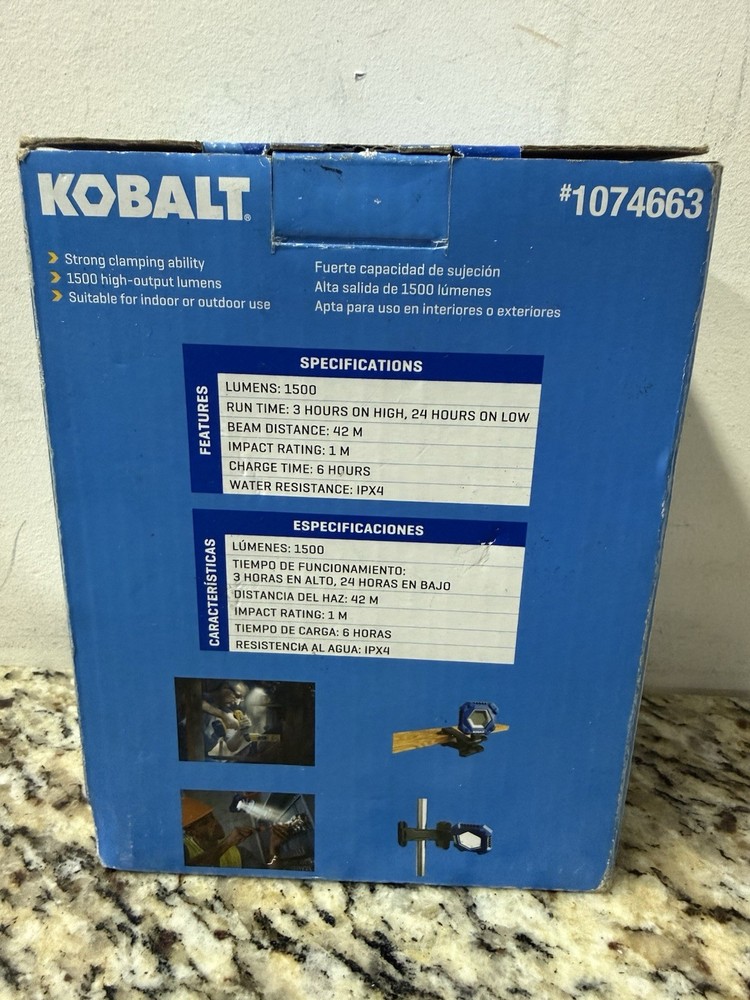 Kobalt 1074663 Rechargeable Clamp Light NEW (E12)