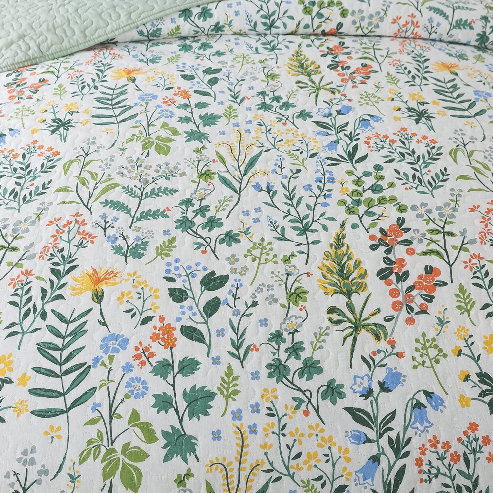 NEWLAKE Cotton Bedspread Quilt Sets-Reversible Patchwork Coverlet Set, Green ...
