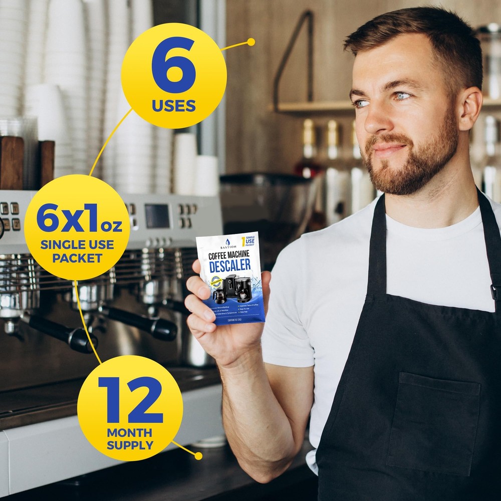 Descaling Powder Solution (6-Uses) Coffee Machine Descaler Cleaner