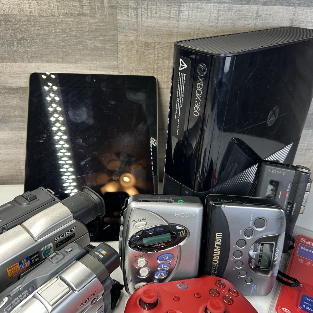 Sony Apple Bundle Lot of Cameras Xbox Walkman iPad Electronics UNTESTED