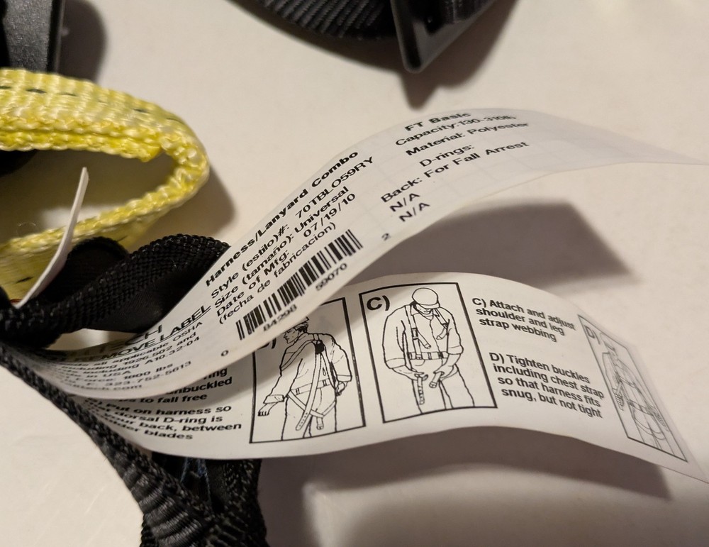 FallTech Fullbody Harness & Lanyard Combo 700759 Universal Size NEW