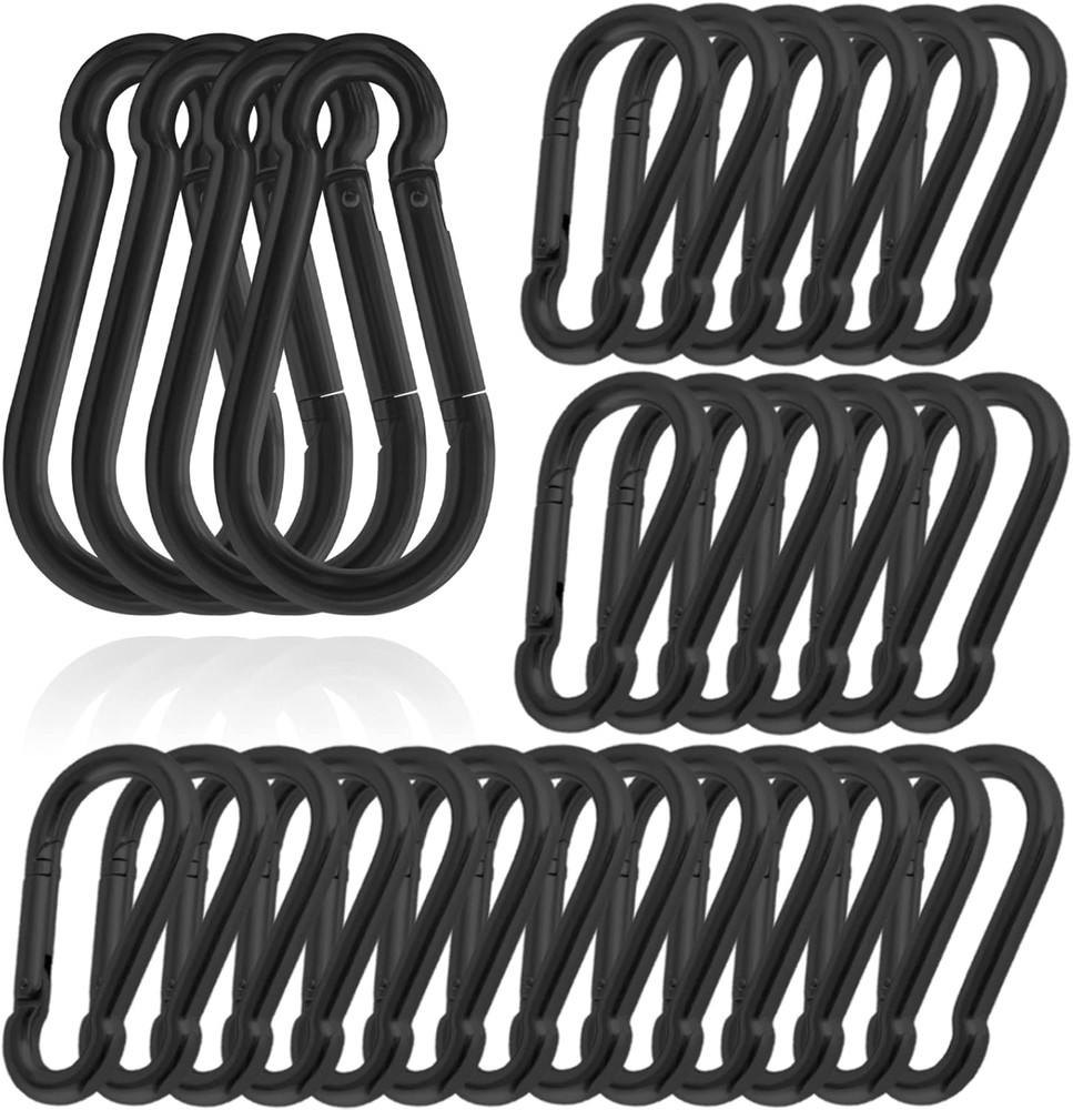 50Pack Carabiner Clips Heavy Duty, 3.2” Large Spring Snap Hooks Bulk, Galvanized
