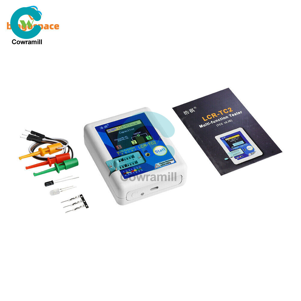 LCR-TC2 Transistor Tester TFT Diode Triode Capacitance Meter V2.3E & Cable Kit