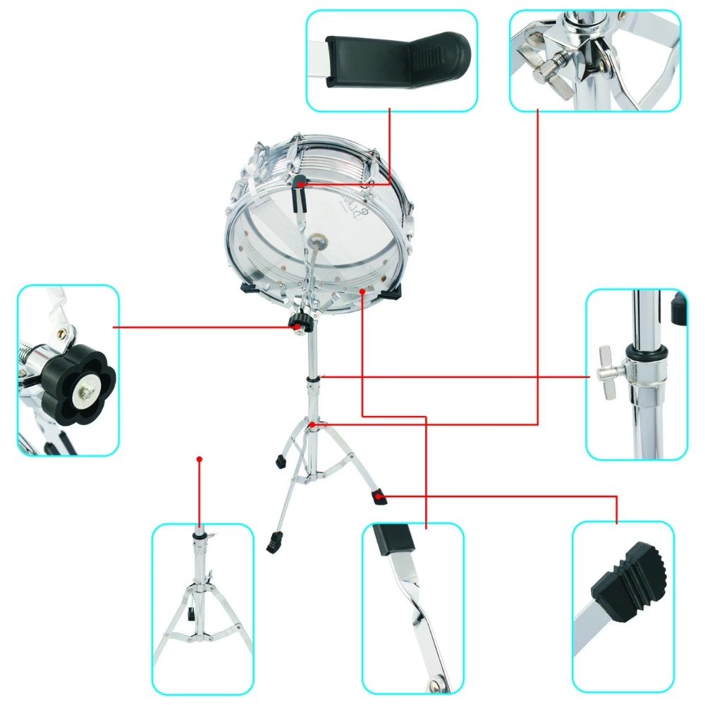 Plated Dumb Snare Drum Stand Tripod Silver