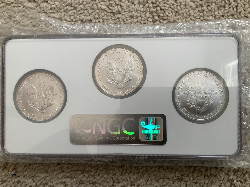 2001-2003 Silver Eagle Set MS69 NGC Certified