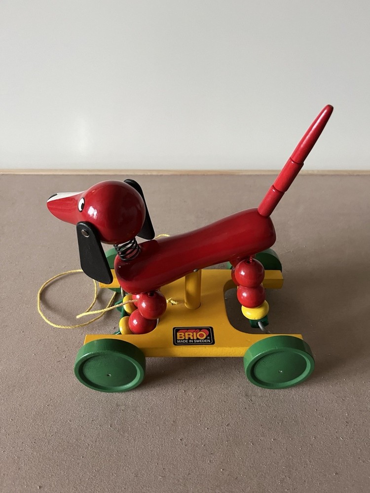 Vintage BRIO Bouncing Dog Pull Toy Made In Sweden