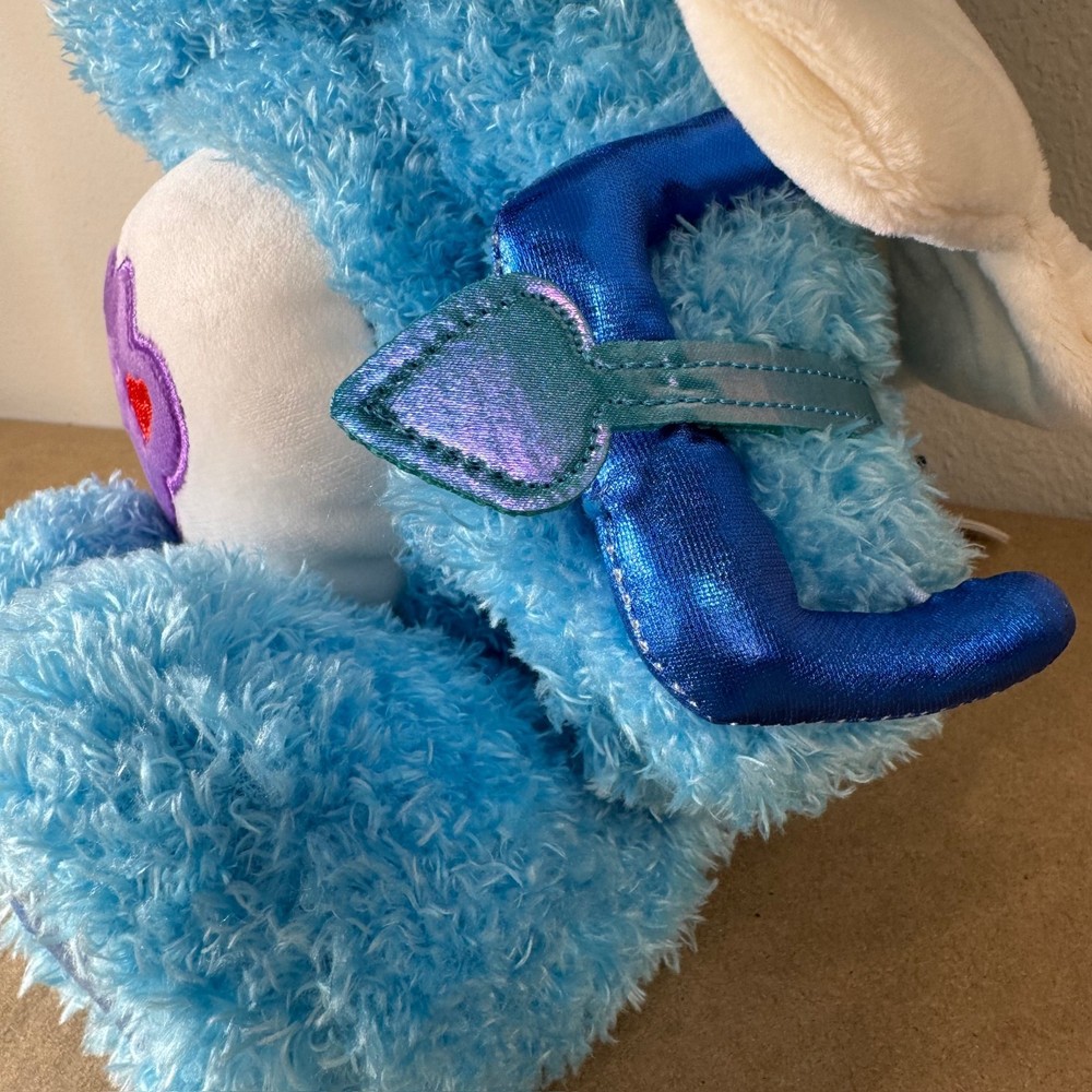 Care Bears Grumpy Bear Cupid Plush Blue NWT Valentine Wings Heart Bow