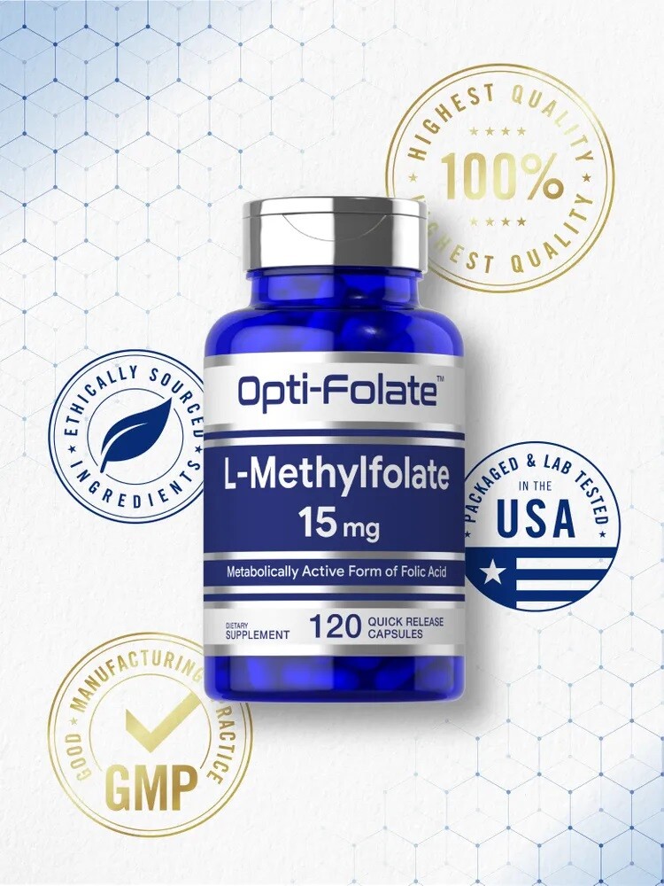 L Methylfolate 15mg | 120 Capsules | Value Size | Max Potency | by Opti-Folate