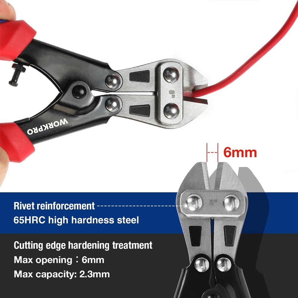 WORKPRO 8-inch Heavy Duty Mini Bolt Cutter Spring Loaded Small Wire Cable Cutter