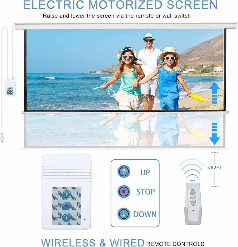 120" Motorized Projector Screen Electric Diagonal Automatic Projection 4:3 HD Mo