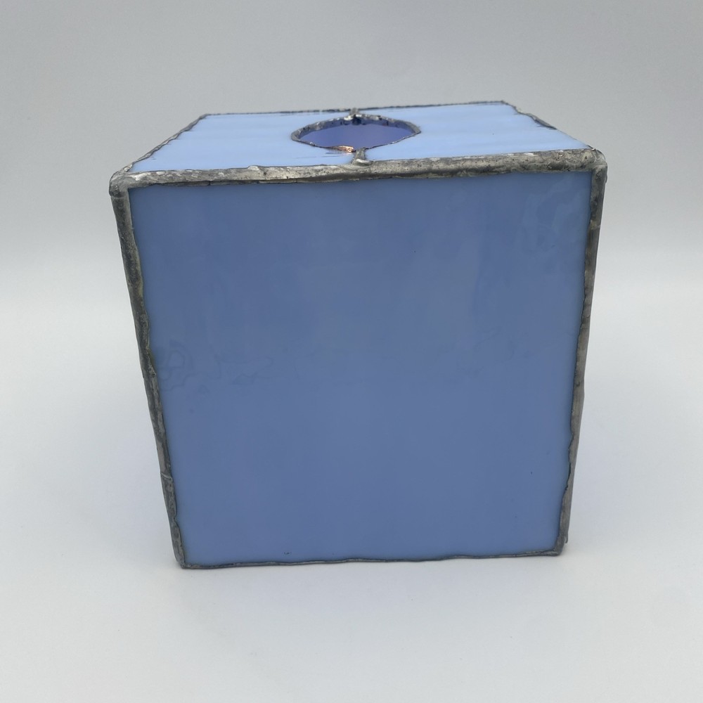 Stained Glass Tissue Box Light Blue