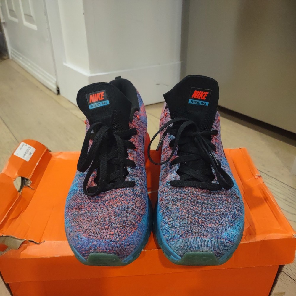 Nike Flyknit Max Blue Lagoon Bright Crimson men's size 13