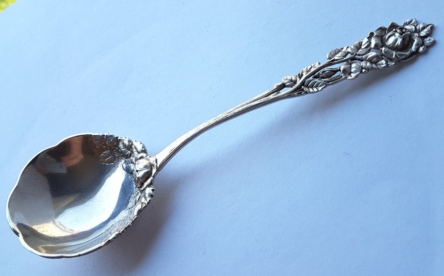 Large Serving Spoon/ Cream Spoon, Hildesheimer Rose, 800 Silver K862