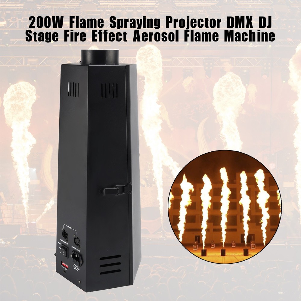 200W Flame Spraying Projector DMX DJ Stage Fire Effect Aerosol Flame Machine,