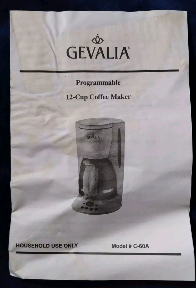 GEVALIA Kaffe Coffee Maker C-60A Black 12 Cup Programmable Glass Carafe UNUSED